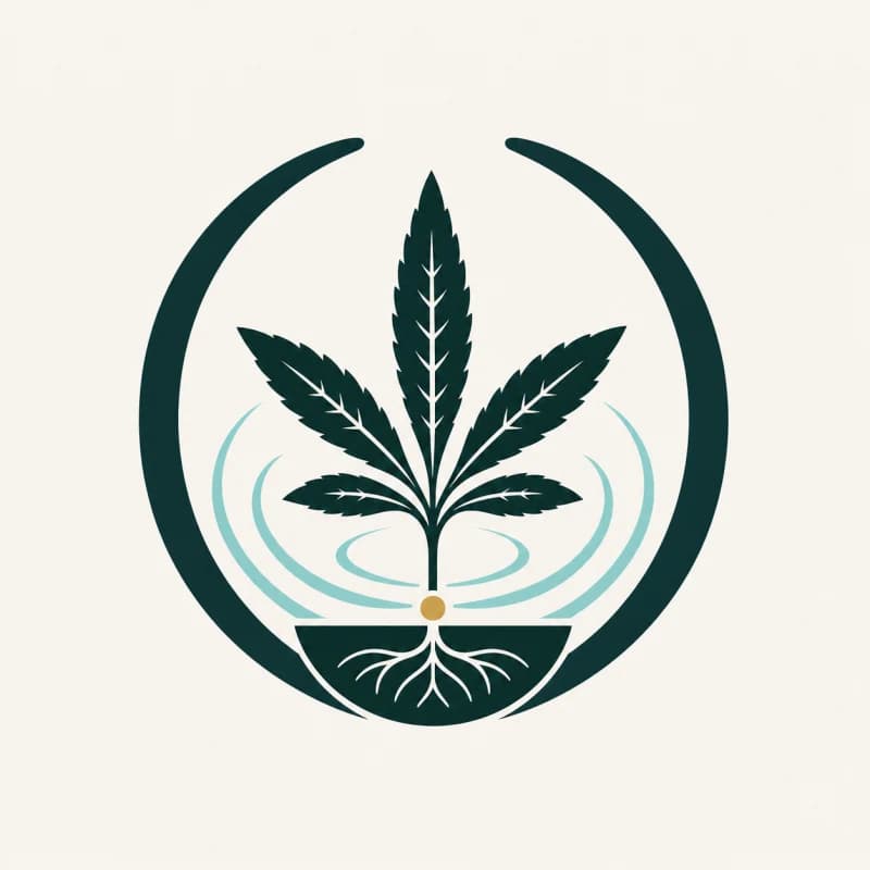 Symbol CAPT — liść konopi w spirali wody, z korzeniami