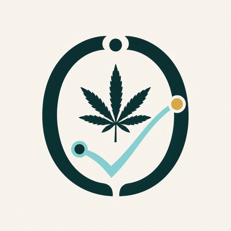 Symbol kwalifikacji do konopi — liść z checkmarkiem